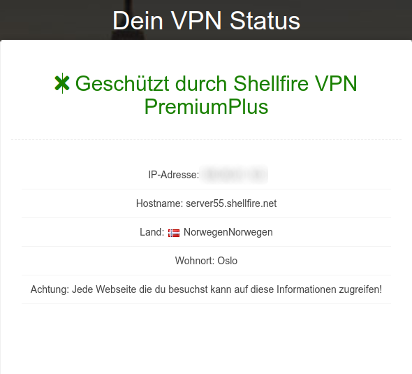 Shellfire VPN Status